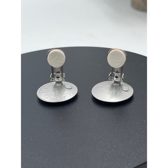 Marjorie Baer (MB SF) Vintage Round Abalone Silver Tone Clip on earrings - Picture 6 of 8